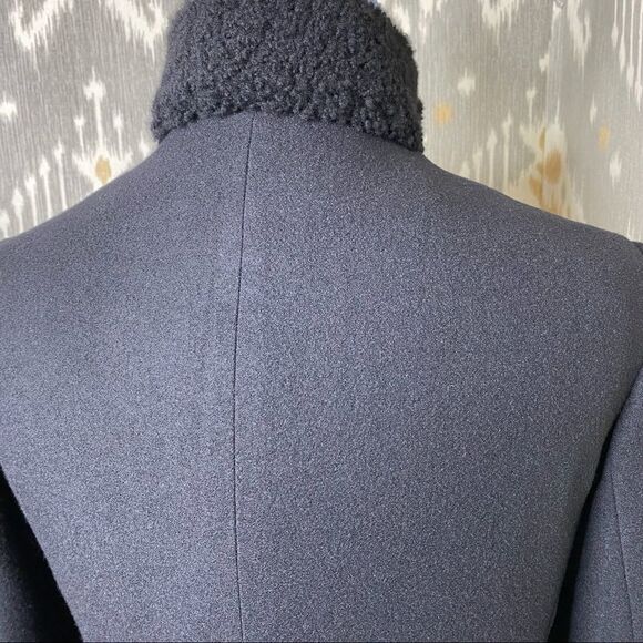 Ralph Lauren Black Wool Flannel Lamb Fur Trimmed Passementerie Military Jacket - Picture 8 of 17